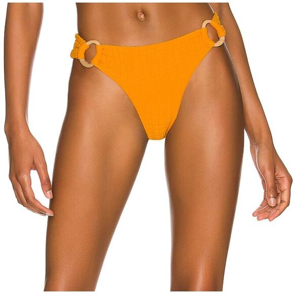 Revel Rey Bright Orange Bikini Bottom LARGE Croc Cheeky Texture Ring $95 NEW - Picture 1 of 7